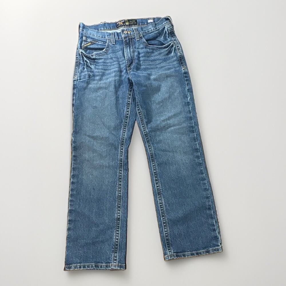 Ariat Rebar M5 Straight Leg Work Jeans Mens 32x30 Blue Denim Tough DuraStretch